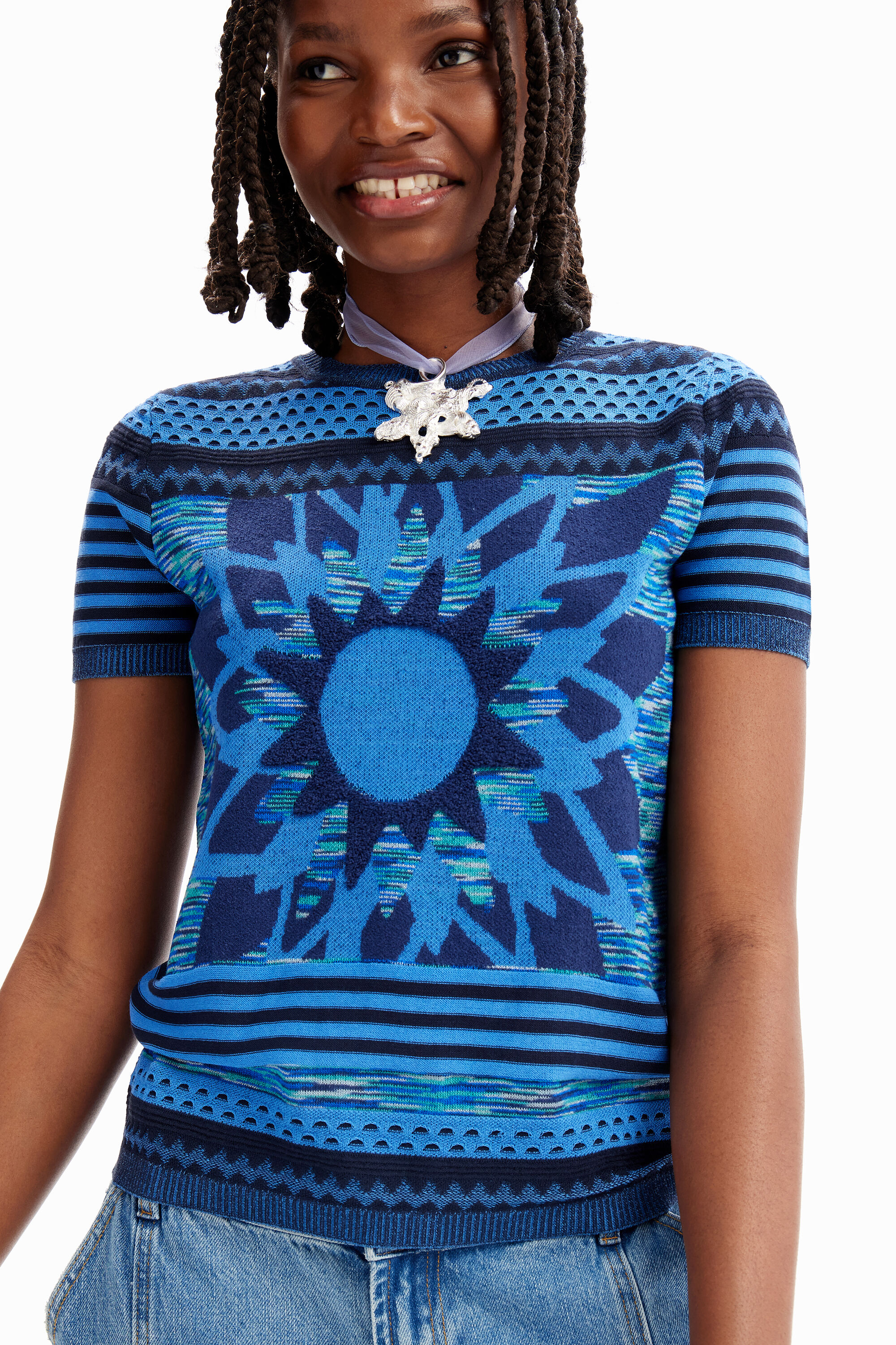 T-shirt fleur maille