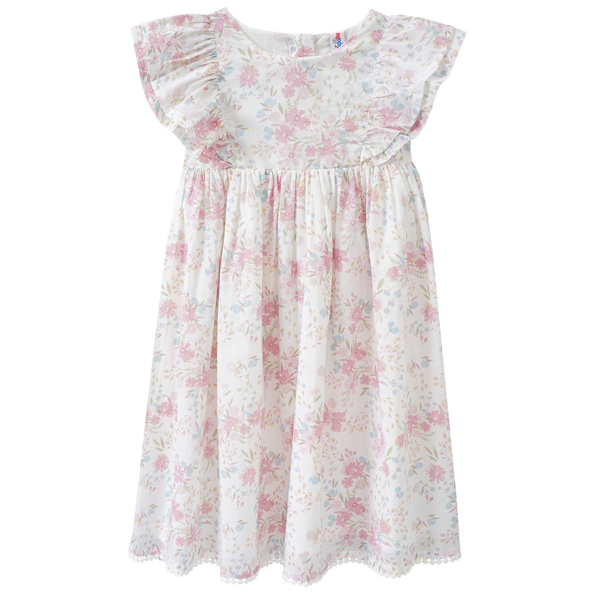 Topolino Mädchen Kleid mit Blumen allover weiss / rosa / gold