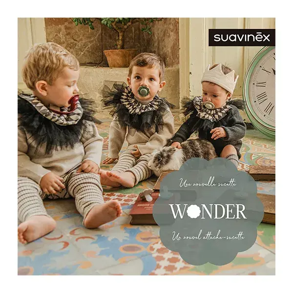 Suavinex, Wonder, Sucette réversible SXPRO 0/6mois Wonder - Illusion blue