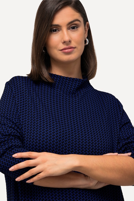 Sweatshirt, Struktur, Stehkragen, Langarm