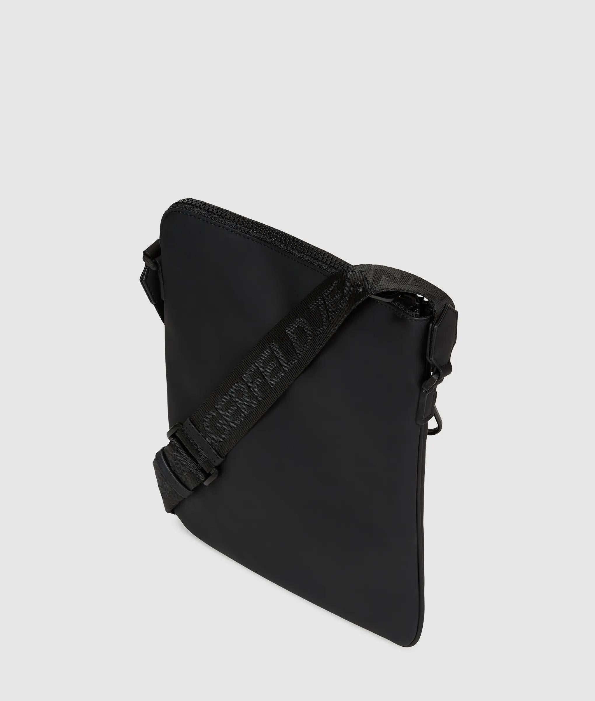 Gecoate platte crossbodytas met Karl-citaat
