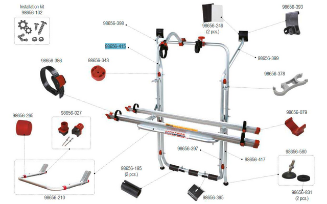 Fiamma Tragestruktur oben passend für Carry Bike VW T5 - Fiamma Ersatzteilnummer 98656-415