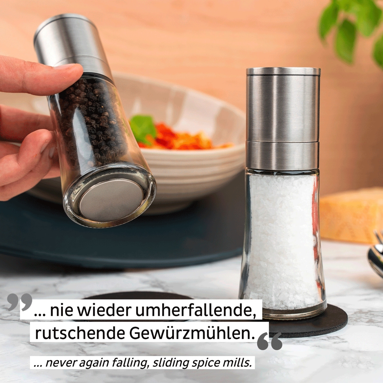 Magnet-Gewürzmühlen - 192 ml - 2er Set