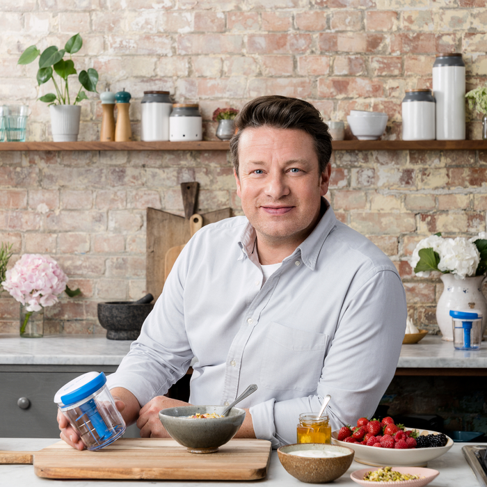 Jamie Oliver by Tefal Chop & Shaker hachoir manuel 5 secondes 450ml blanc et bleu