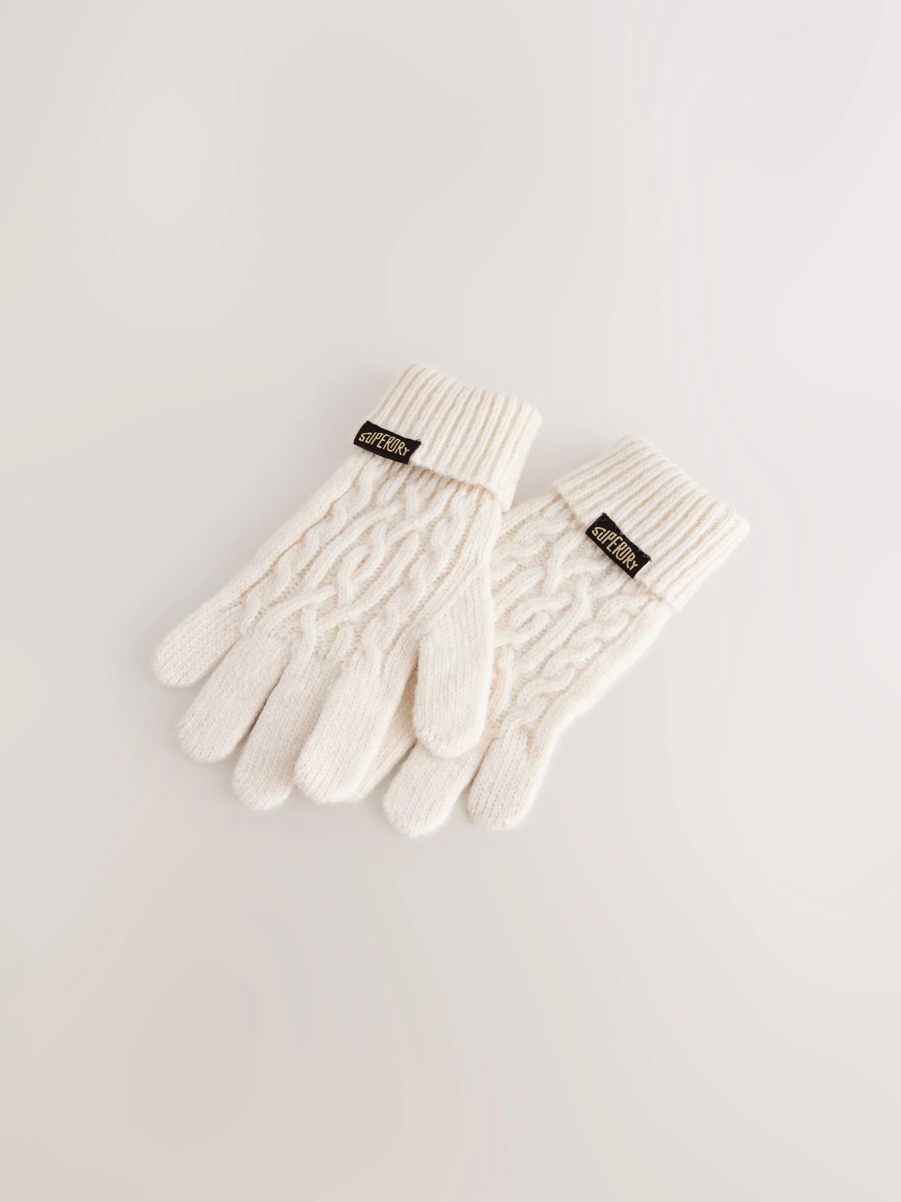 Crème - Superdry Pom Hat and Gloves Set