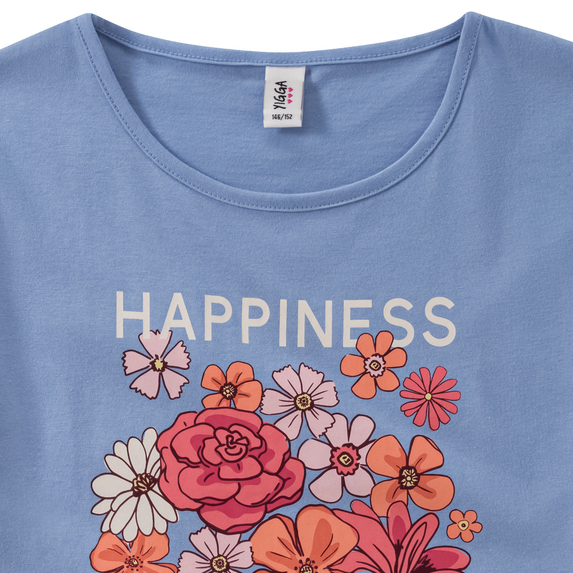 Yigga Mädchen T-Shirt mit Blumen-Print hellblau