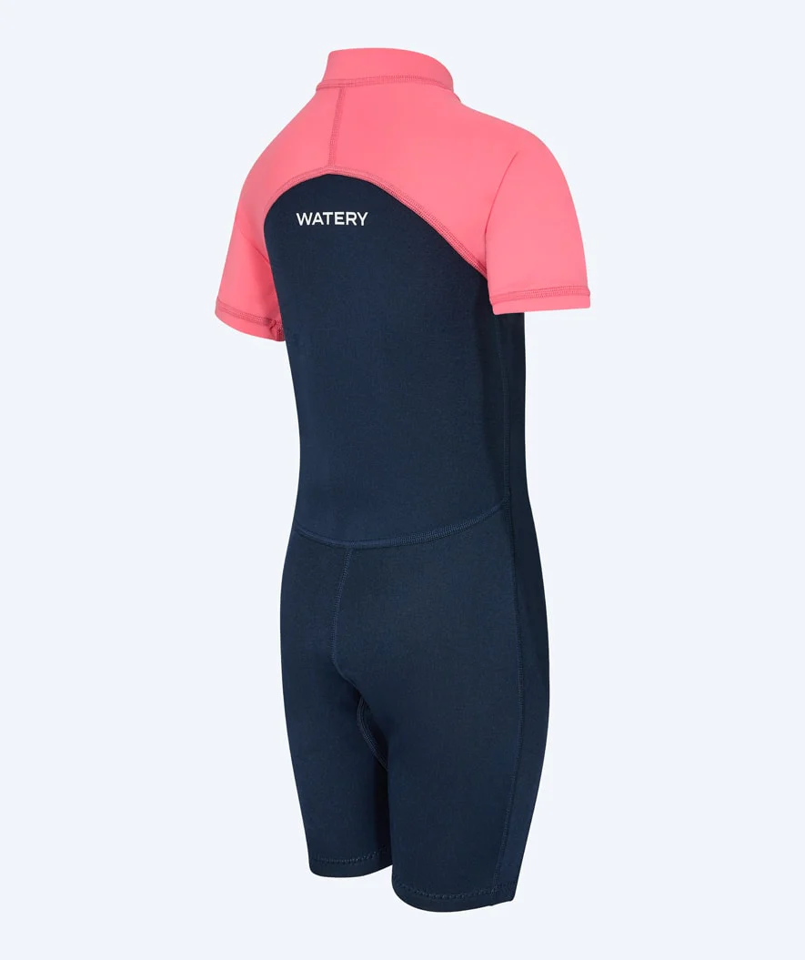 Watery UV våddragt til børn - Calypso Shorty - Coral/mørkeblå