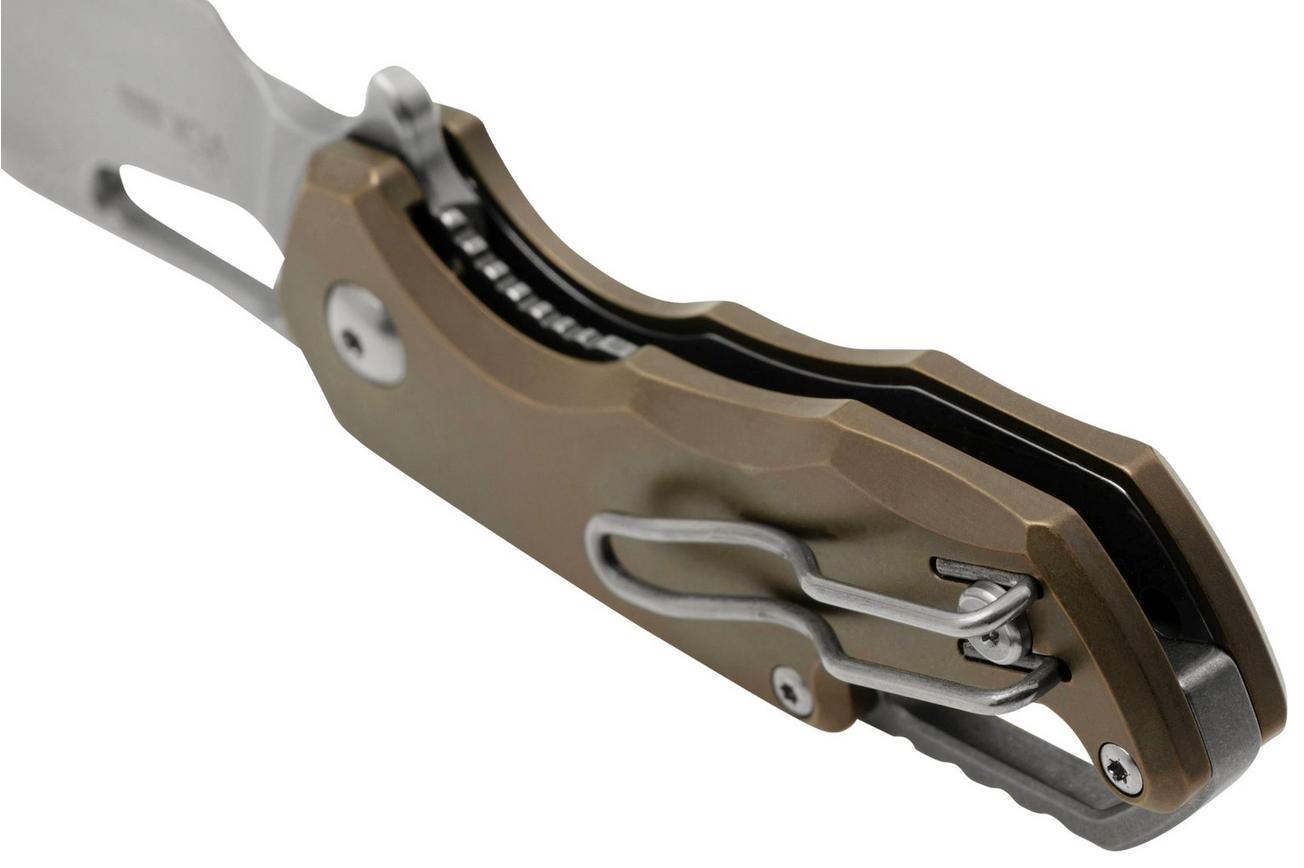 MKM Isonzo FX03M-1TBR, Hawkbill Stonewashed Böhler M390 Bronze Titanium, zakmes