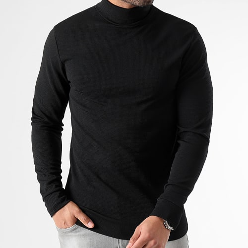 Lot De 2 Pulls Col Roulé Texturé Waffle 0657 Noir Blanc