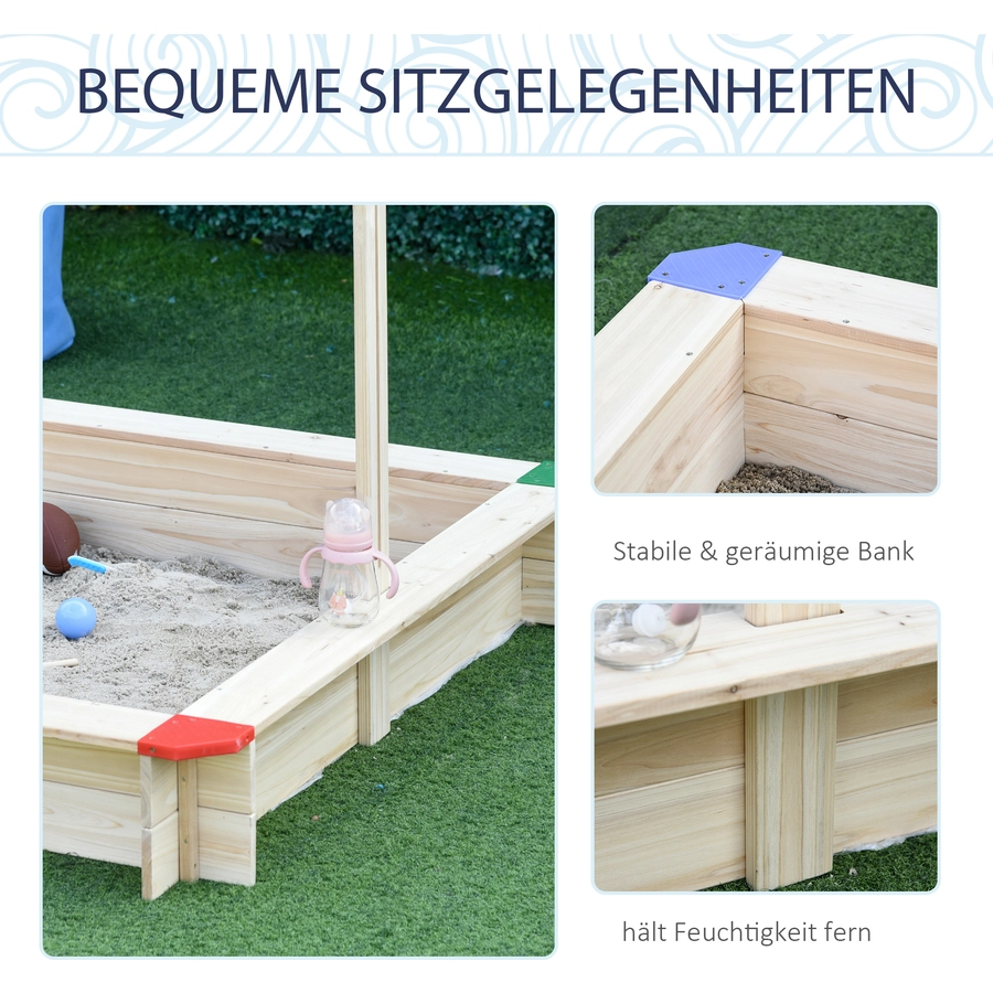 Outsunny Sandkiste mit verstellbarem Dach naur, blau