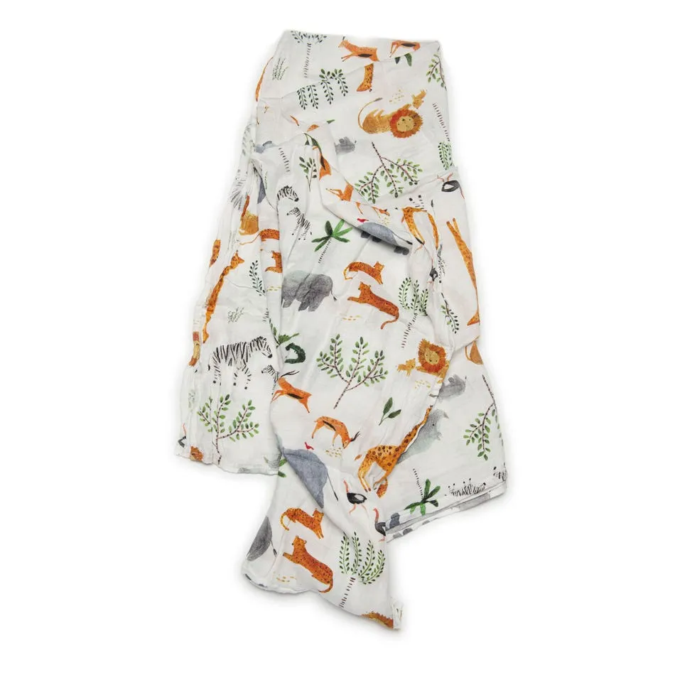 Loulou Lollipop Drap Contour + Couverture Mousseline Bambou  - Safari