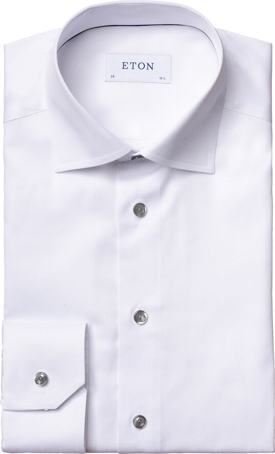ETON White Twill Shirt Grey Details - Contemporary Fit Hvid