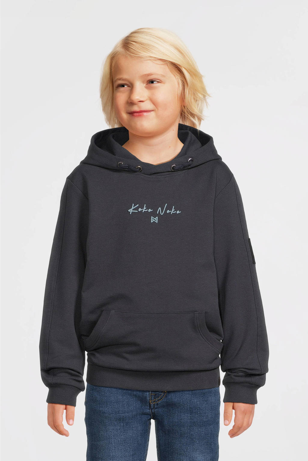 Koko Noko gebreide hoodie met logo donkerblauw