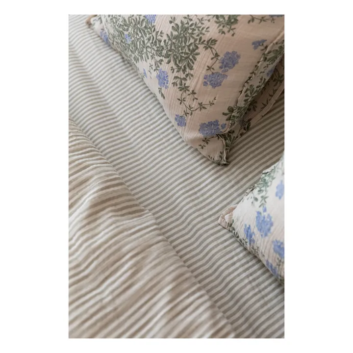 garbo&friends Drap-housse Stripe Anjou en coton bio | Gris clair