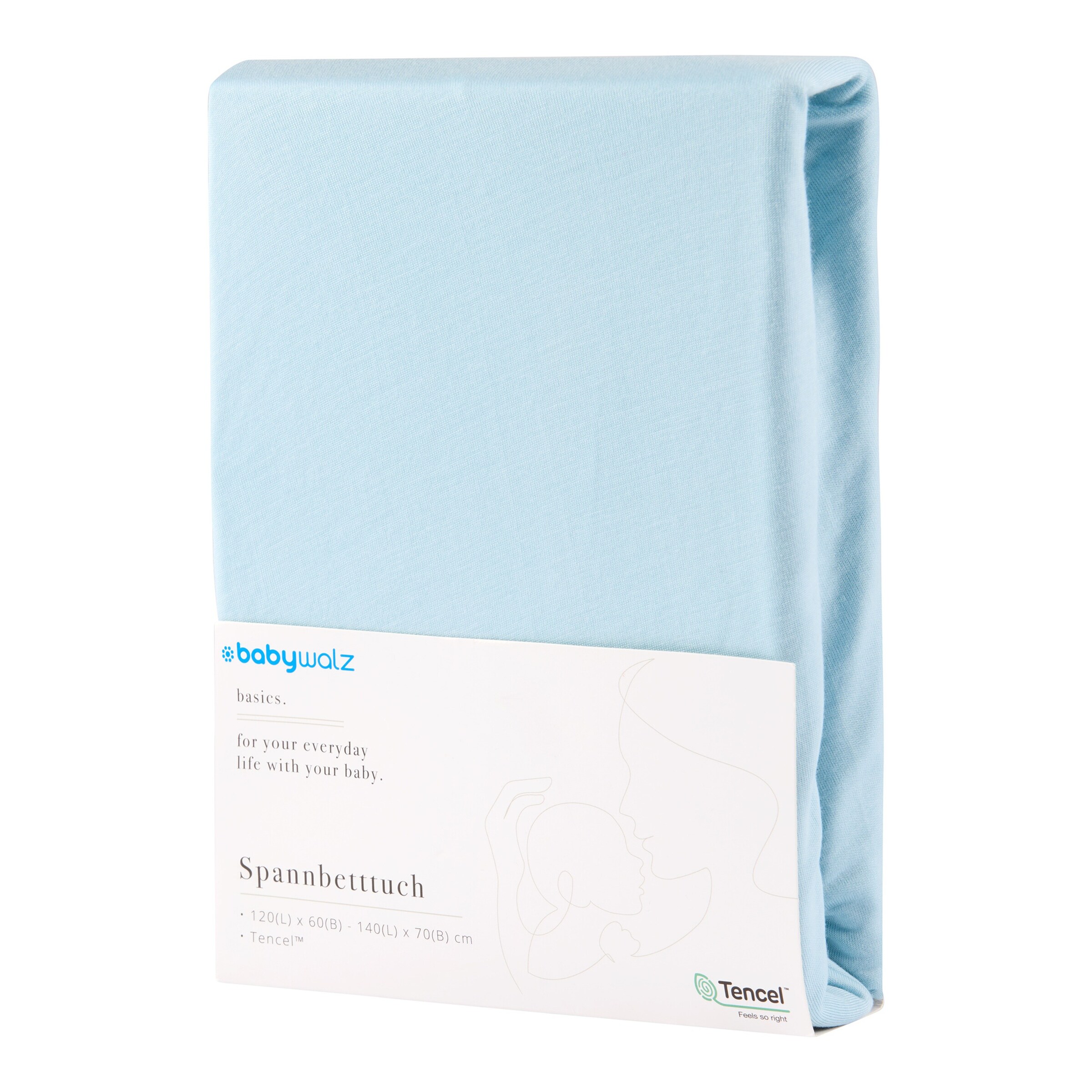 baby-walz - BASICS Spannbetttuch TENCEL™ 60x120 -70x140 cm light blue