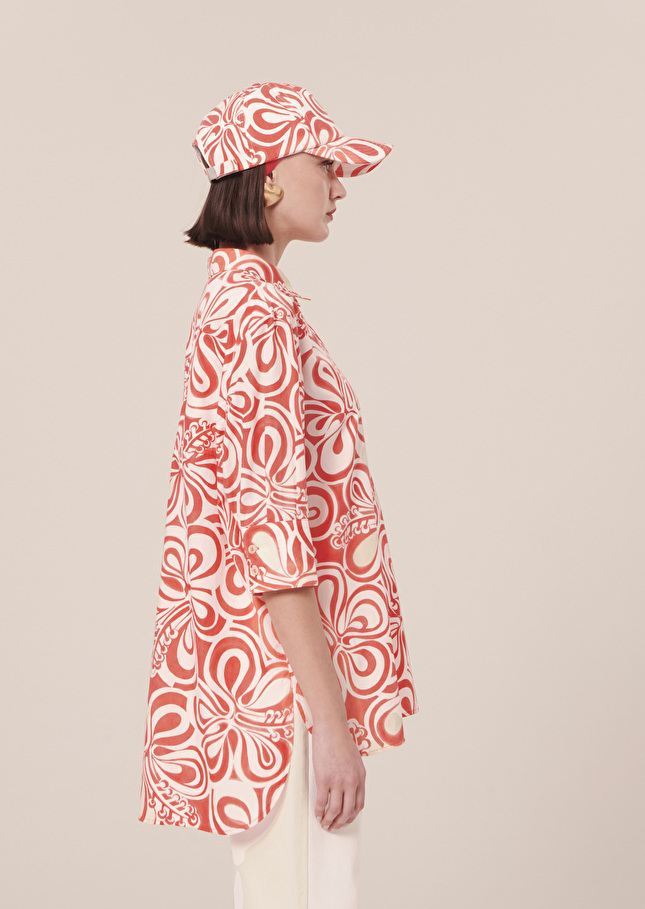 Top Tallulahécrue à motif graphique corail