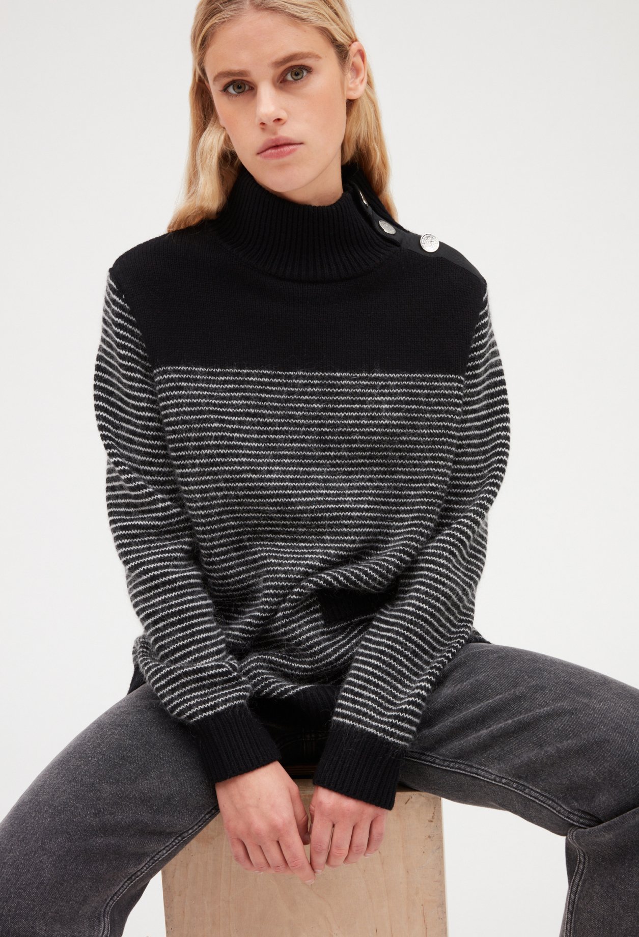 Pull raye maille