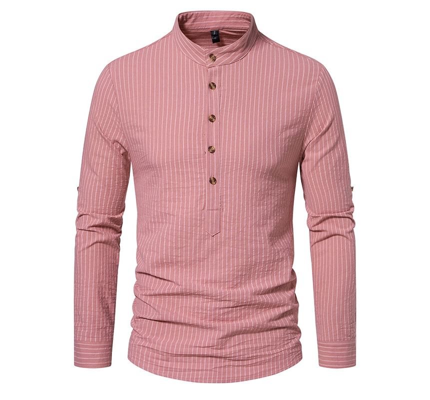 YIKES - Henley gestreept overhemd met lange mouwen
