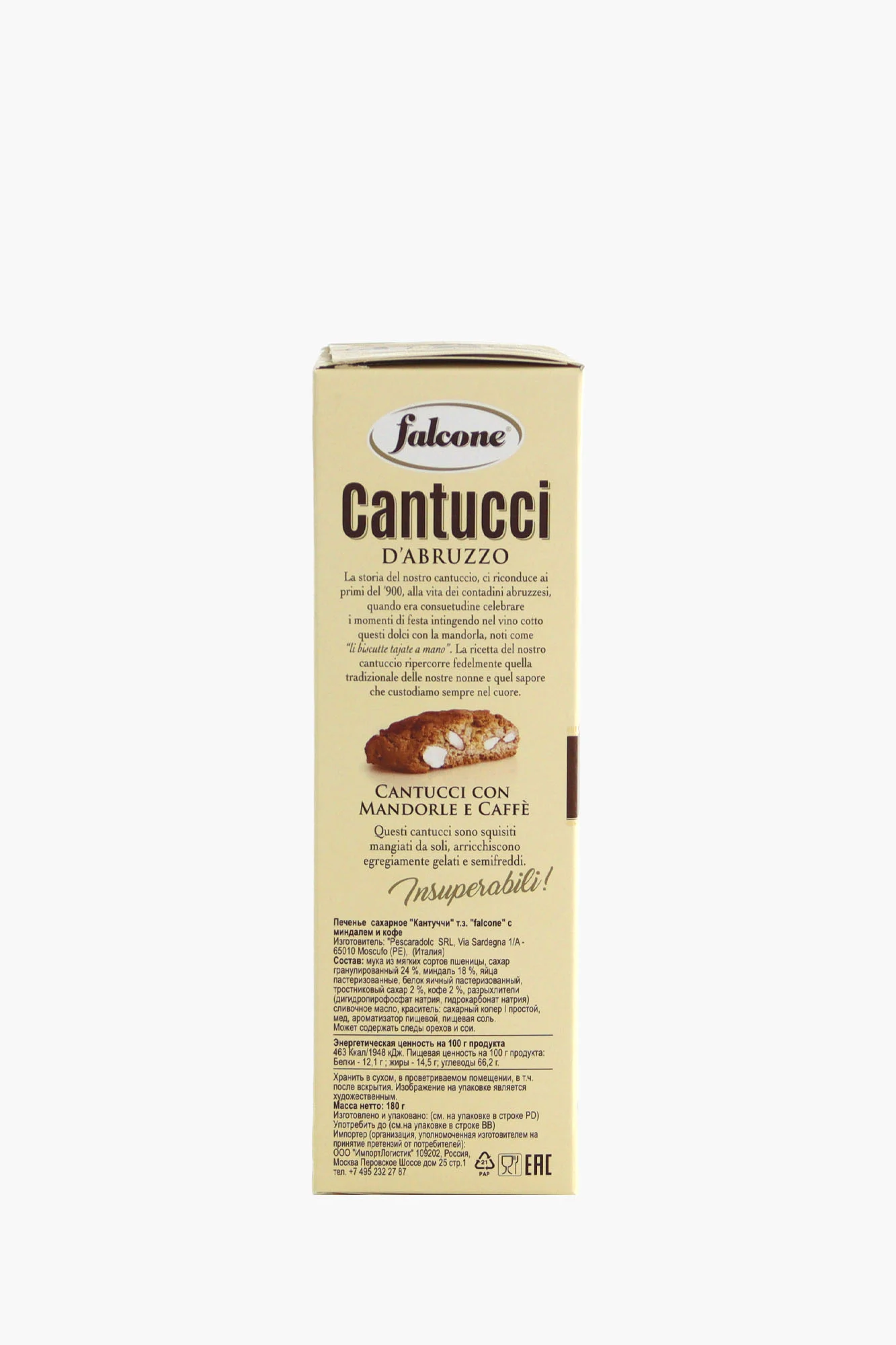 Falcone Cantucci Mandorle e Caffè 180g Mandelgebäck