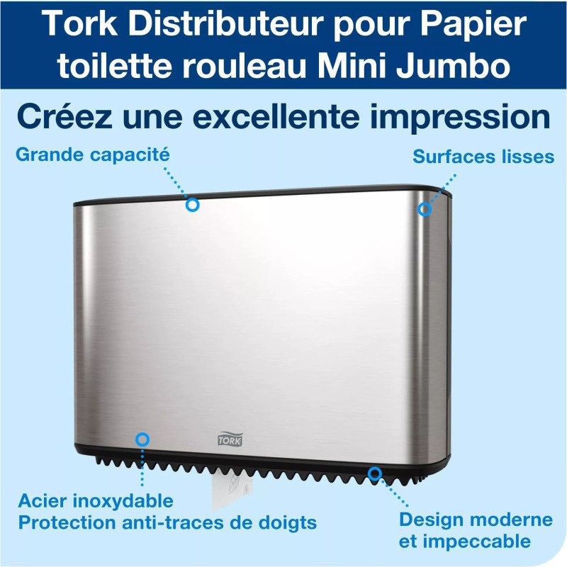 TORK Distributeur de papier toilette 'Mini Jumbo', inox