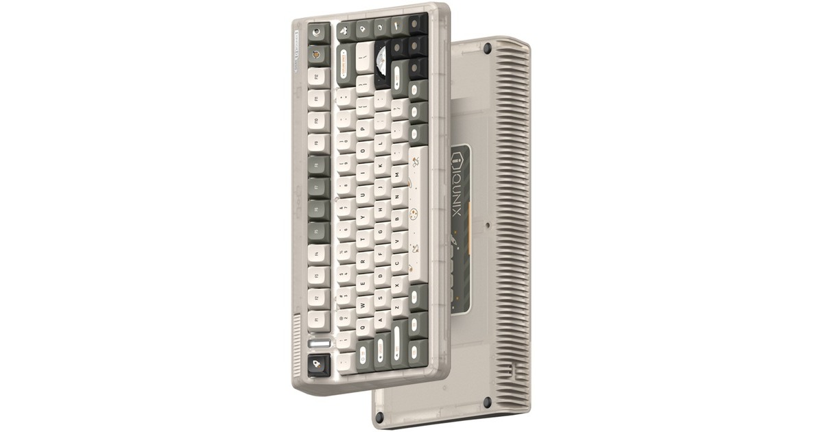 IqunixOG80 Hitchhiker Wireless Mechanical Keyboard, gaming toetsenbord  (Grijs/wit, US lay-out, IQUNIX Moonstone Turbo, RGB leds, 80% (TKL), Hot-swappable, PBT, 2.4GHz | Bluetooth 5.1 | USB-C)