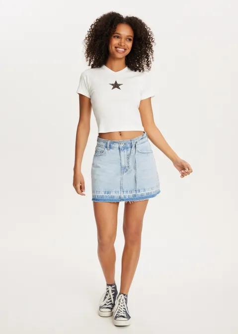 T-shirt met print ster off-white (WIT.O)