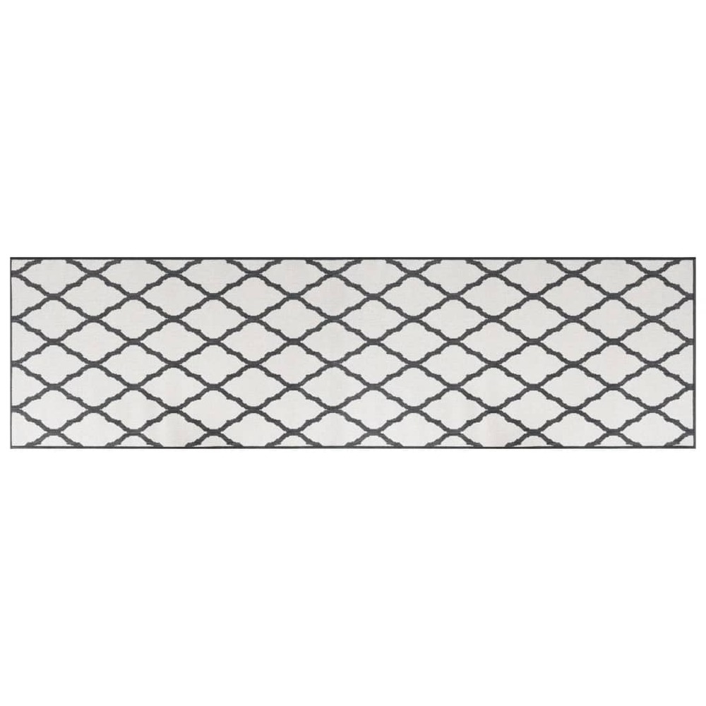 Tapis d'extérieur gris et blanc 80x250 cm design réversible