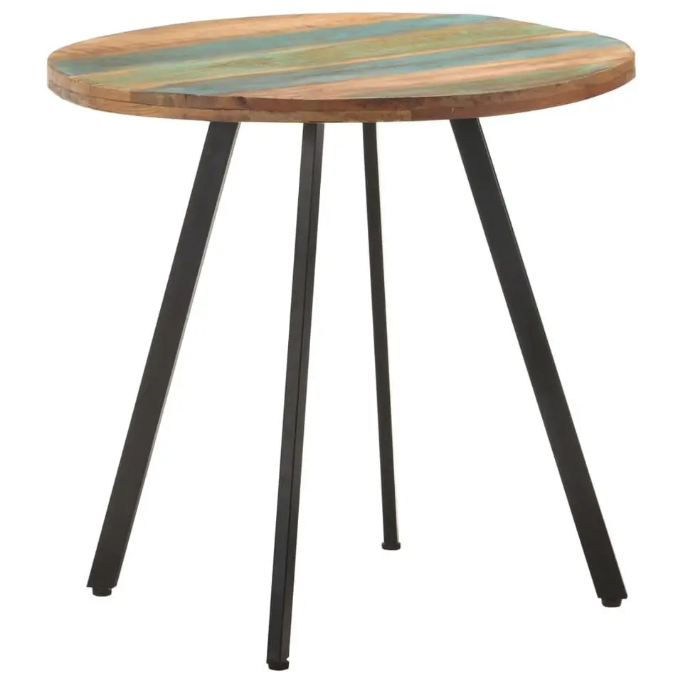 vidaXL Eettafel - Ronde tafel - Massief gerecycled hout en ijzer - Ø80 cm