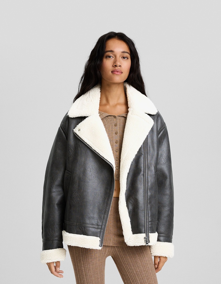 Jaqueta de motociclista dupla face oversized