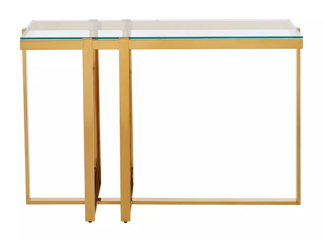 Console en verre trempé et acier inoxydable chromé - Transparent et doré - VELETIA de Pascal Morabito