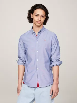Camisa de algodão Oxford stretch com corte slim.