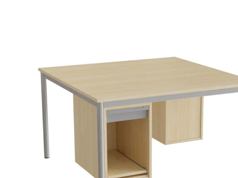 Sybord 134, 1200x1200 mm H900 mm, birk laminat, sort stel