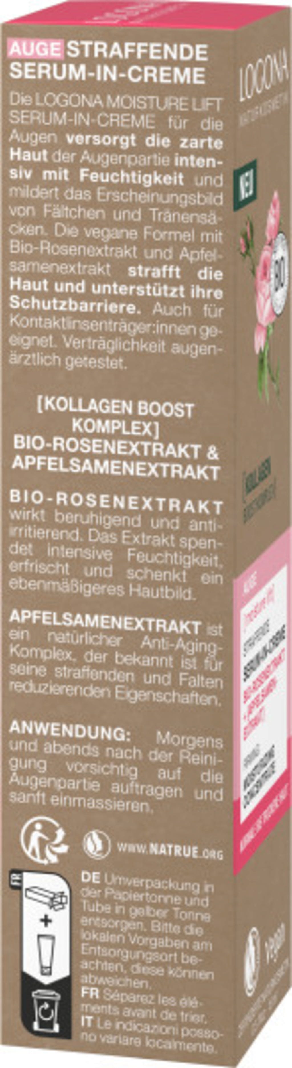 LOGONA  [moisture lift] Straffende Serum-In Augencreme , 15 ml