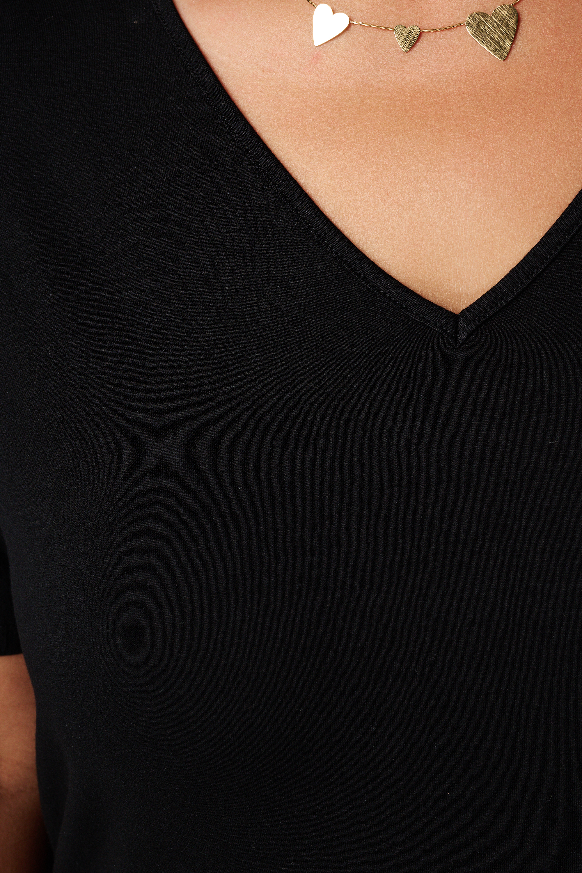 T-shirt met V-hals Zwart
