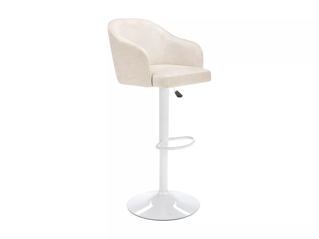 Lot de 2 tabourets de bar en tissu et métal - Hauteur réglable - Crème et blanc - CARSTEN