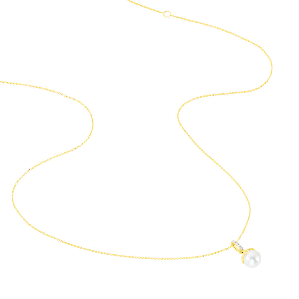 Collier Delight Or Jaune Perle De Culture Et Diamant