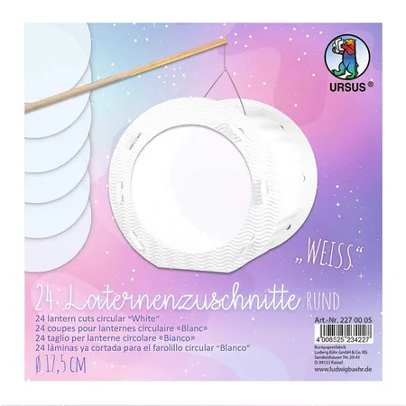 URSUS Laternenzuschnitte weiß, 24 runde Zuschnitte aus Transparentpapier 115 g/qm