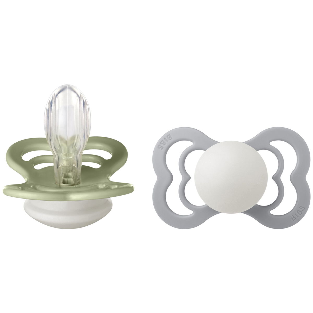 BIBSBIBS   Schnuller Supreme Glow Silikon Symmetrical 2er Pack sage/cloud 6-12M