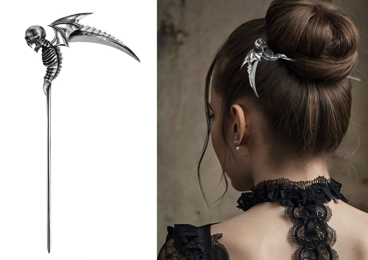 Halloween Haarspeldjes Zilver Vleermuis 19cm