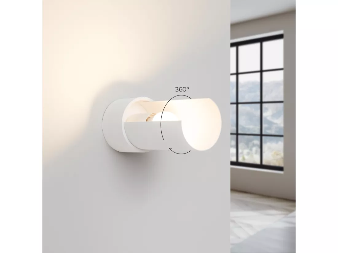 Applique Flash minimaliste en acier - 1 sources lumineuses - L.10 x H.21 cm - blanc