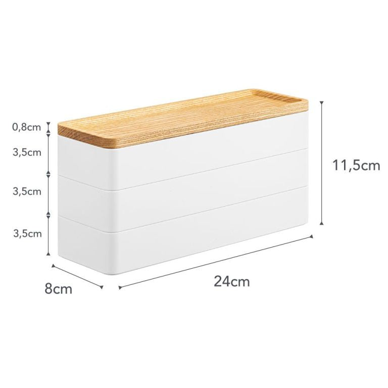 Yamazaki Sieradendoos - 3 niveaus en deksel - Rin - Wit