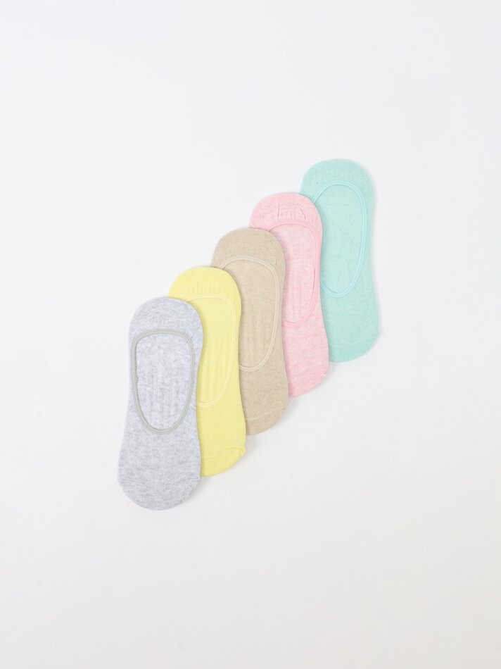 Pacote com 5 pares de meias invisíveis - Verde Água