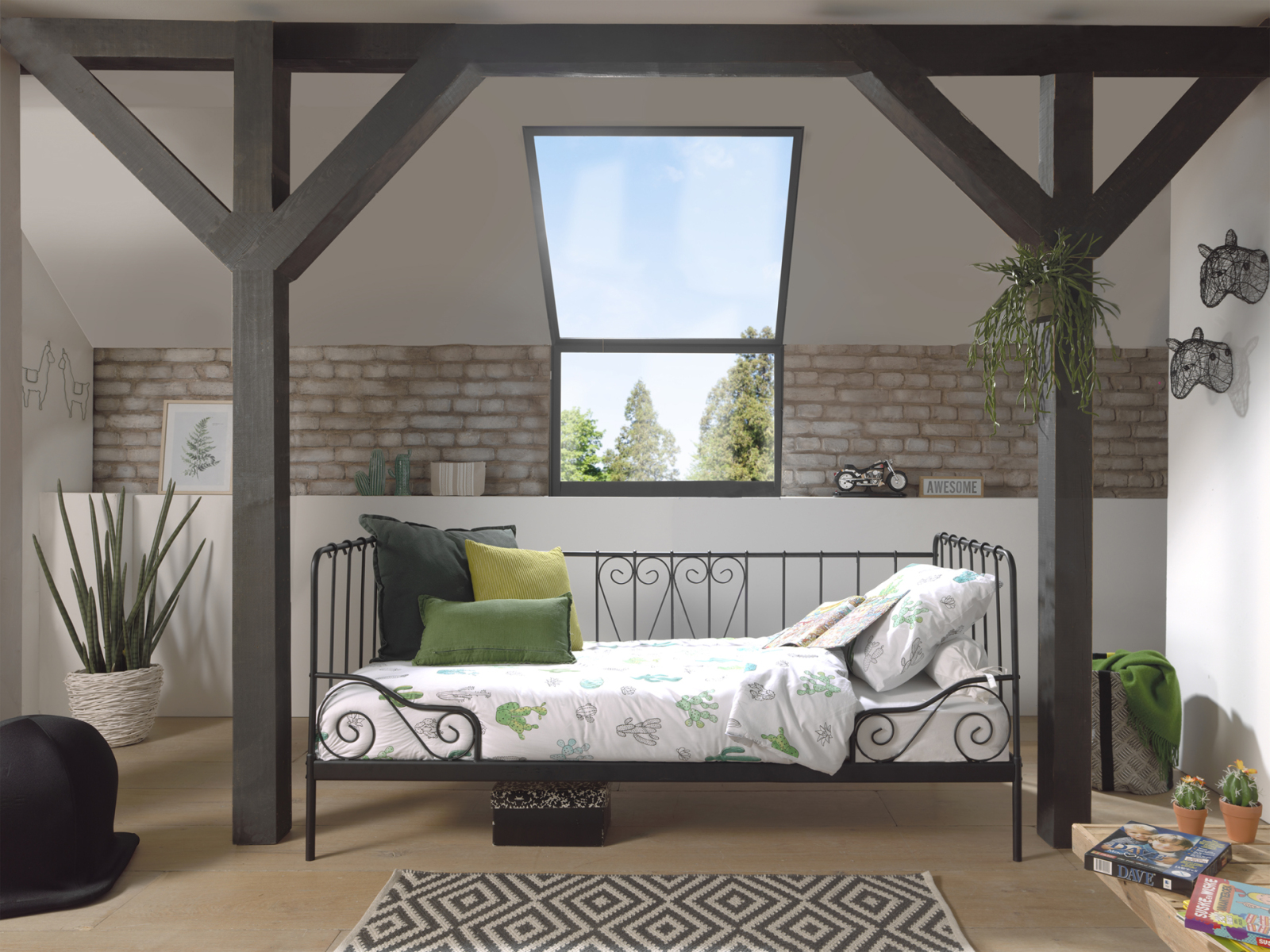 Kojen-Metallbett ALICE - schwarz - 90x200 cm