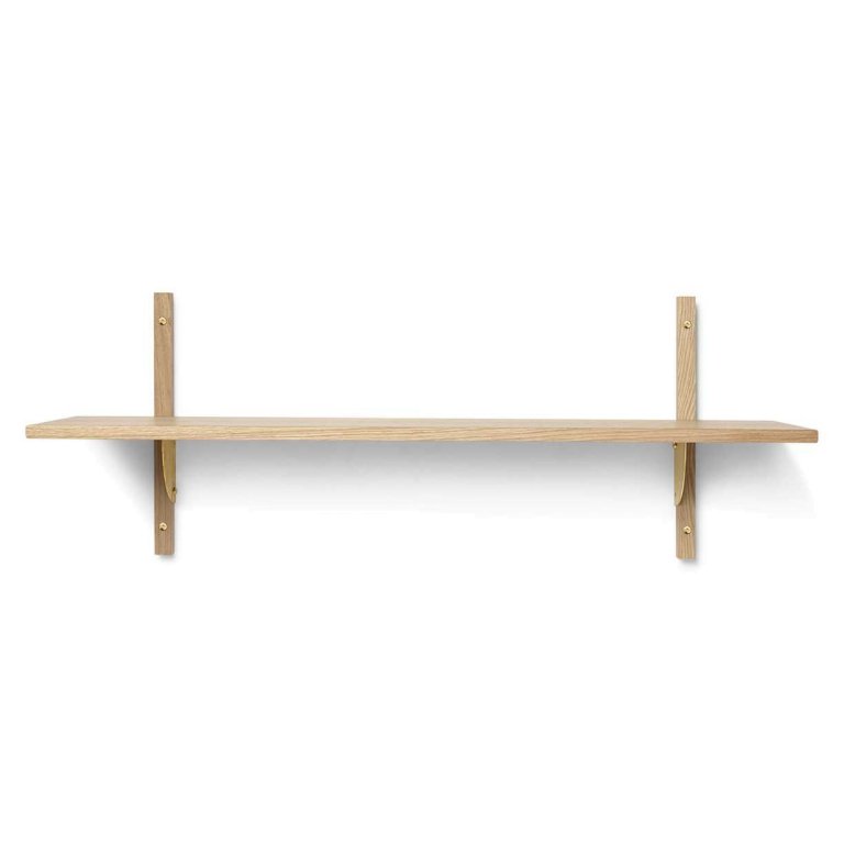Ferm Living Sector Shelf wandplank single wide Natural Oak/Brass