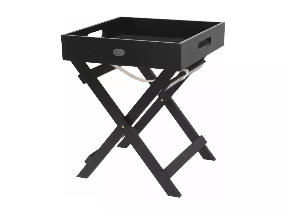Well Home Plateau de service en bois avec pieds pliants noir 30x30x36cm
