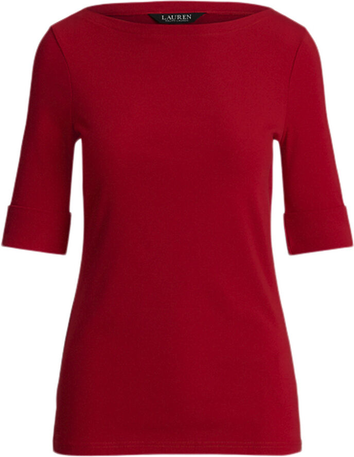 Lauren Ralph Lauren RFND STRTCH 1X1 RIB-ELB SLV BT NK T Festive red
