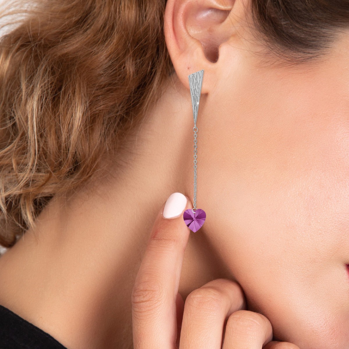 Boucles d'oreilles coeur SC Crystal ornées de Cristaux scintillants