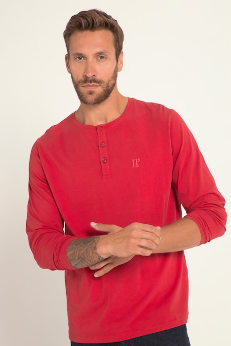 JP 1880 Henley, Basic, Shirt, Langarm, Knopfleiste, bis 8XL