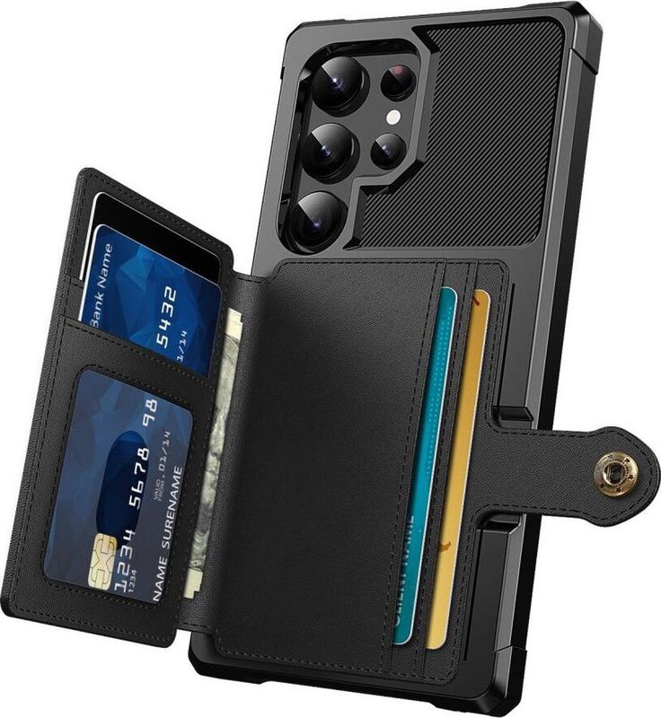 Samsung - Galaxy S25 Ultra - Hoesje - Zwart - 3-in-1 Pasjes Portemonnee Back Cover