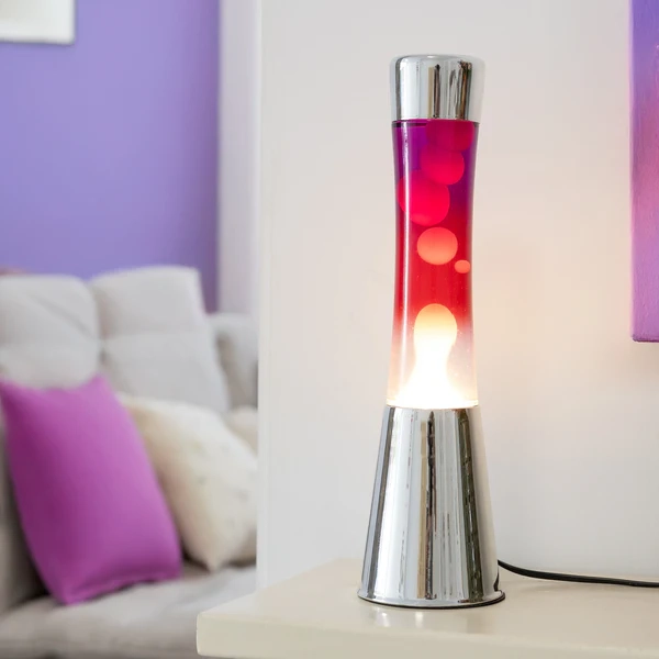(40cm) TOWER Lava Lampe Retro Tischlampe Deko Stimmungsleuchte (FI0790) - Weiss / Rot